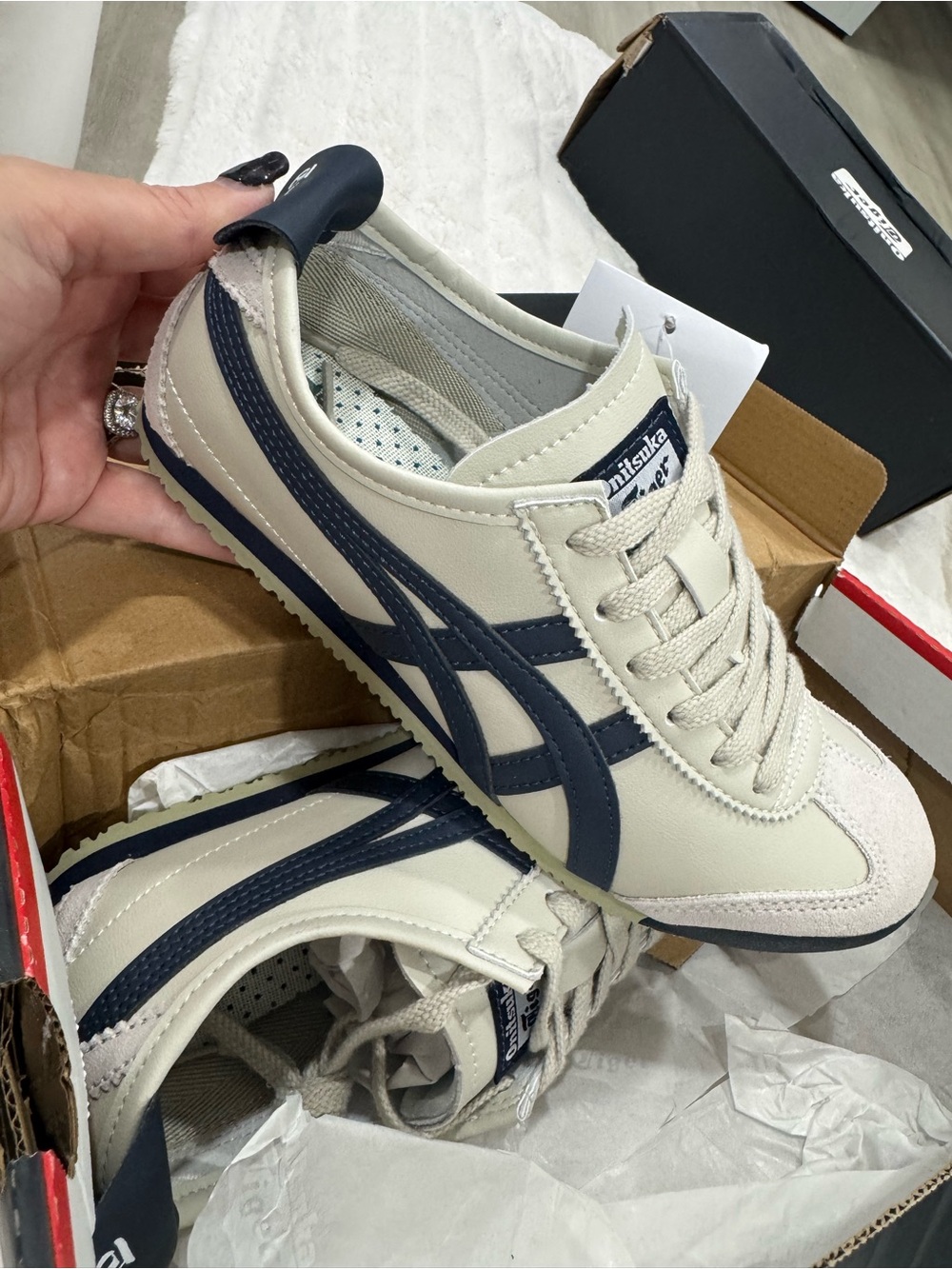 Onitsuka Tiger by Asics  Mexico 66 Sneaker - Cream/Navy. birch peacoat